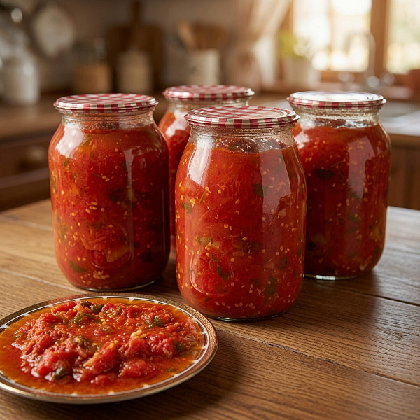 Салат Манжо на зиму: пикантная овощная заготовка с баклажанами и перцем